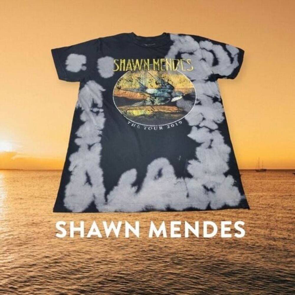 Shawn‎ Mendes Unisex The Tour 2019 Swallow Acid Wash Tie Dye T-shirt M